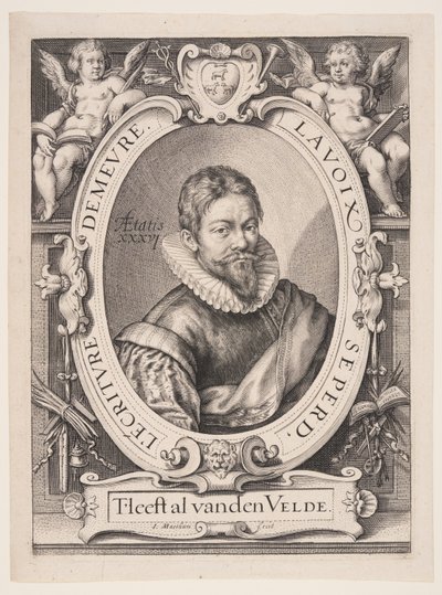 Jan van de Velde Starszy, kaligraf w Haarlemie autorstwa Jacob Matham