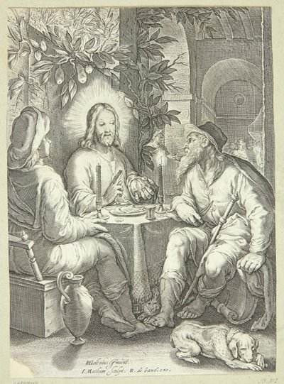Jezus i Emaus autorstwa Jacob Matham