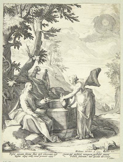 Jezus i Samarytanka autorstwa Jacob Matham