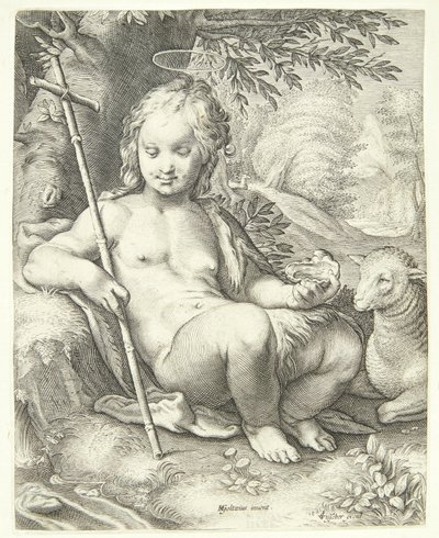 Jan Chrzciciel na pustyni autorstwa Jacob Matham