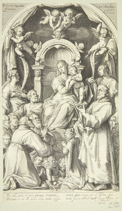 Maryja i Dzieciątko z patronami i świętymi (św. Łucja, Katarzyna Aleksandryjska, Franciszek z Asyżu i członkowie rodziny Zuccaro) autorstwa Jacob Matham