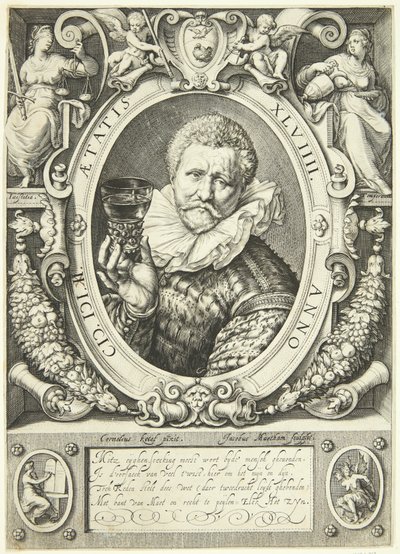 Portret Vincenta Jacobsza. Coster autorstwa Jacob Matham