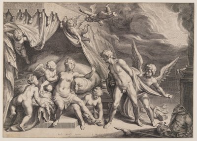 Wenus i Mars odkryte przez Apollo autorstwa Jacob Matham