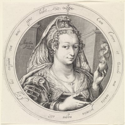 Wenus z płonącym sercem Wenus, Bachus i Ceres (tytuł serii) autorstwa Jacob Matham