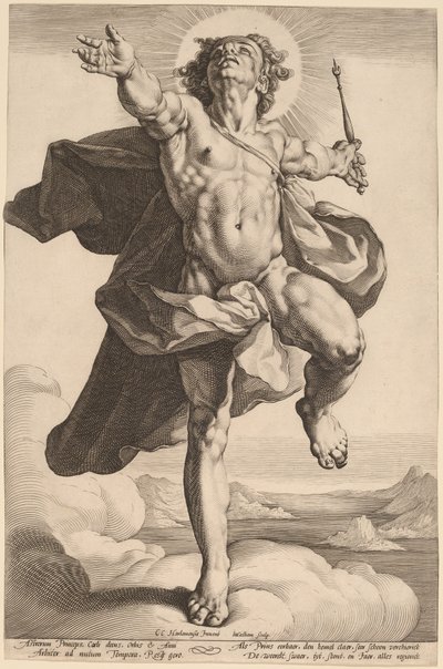 Apollo jako Sol autorstwa Jacob Matham, after Cornelis Cornelisz van Haarlem