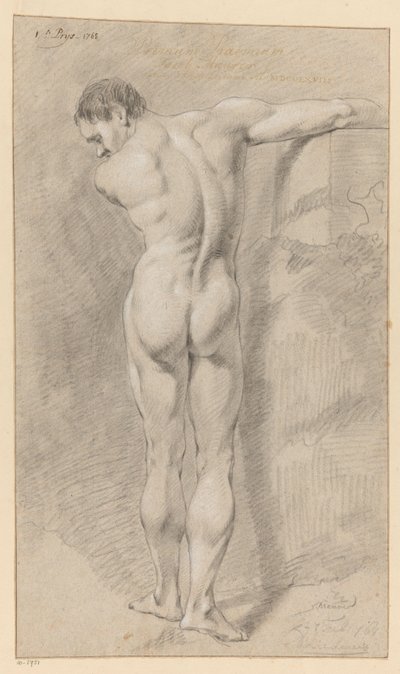 Stojący akt męski, widziany z tyłu (I nagroda 1768) autorstwa Jacob Maurer