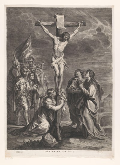 Chrystus na krzyżu Ecce mater tua (tytuł na obiekcie) autorstwa Jacob Neefs