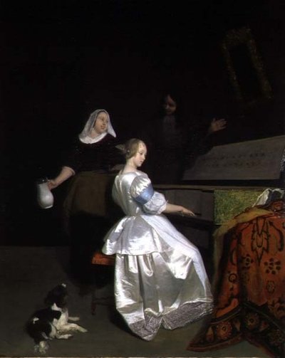 Lekcja muzyki, 1670-72 autorstwa Jacob Lucasz Ochtervelt
