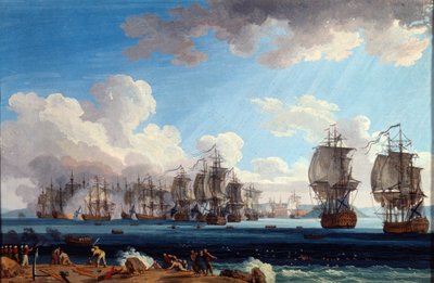 „Bitwa morska pod Chesmą 5 lipca 1770”, XVIII wiek. autorstwa Jacob Philip Hackert