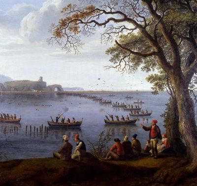 Łyski myśliwskie Ferdynanda IV nad jeziorem Fusaro, Jacob Philipp Hackert (1737-1807), Detail autorstwa Jacob Philippe Hackert