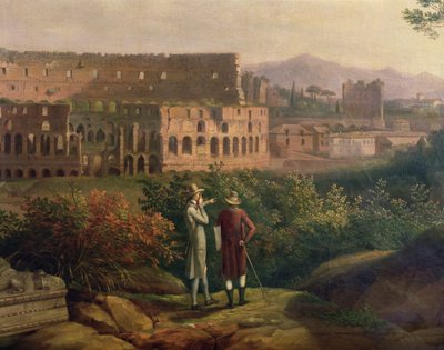 Johann Wolfgang von Goethe (1749-1832) odwiedzający Koloseum w Rzymie, ok. 1790 autorstwa Jacob Philippe Hackert