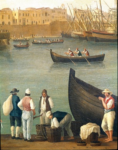 Rybacy omułków z Monopoli, Apulia, Włochy (rybacy omułków w Monopoli) Obraz Jacoba Philippa Hackerta dit Hackert d