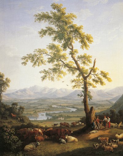 Wiosna, widok Volturno i Matese (olej na płótnie) autorstwa Jacob Philippe Hackert