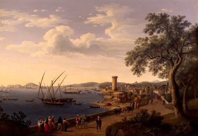 Port Gaeta, molo i forteca — Jacob Philipp Hackert autorstwa Jacob Philippe Hackert