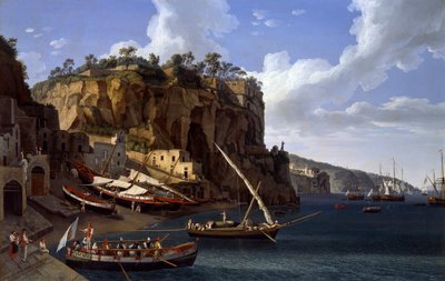 Widok na małą przystań w Sorrento autorstwa Jacob Philippe Hackert