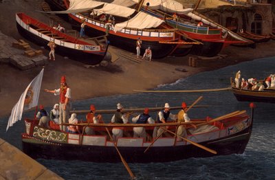 Widok na małą przystań w Sorrento autorstwa Jacob Philippe Hackert