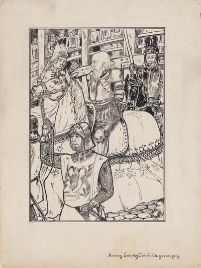 Projekt ilustracji do Króla Leara Szekspira: Król Lear i Cordelia Pojmani autorstwa Jacob Pieter van den Bosch