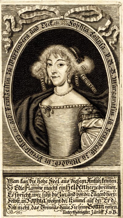 Portret Sophie Louise z Wirtembergii-Stuttgartu 1642-1702, Margrabina..., 1672. autorstwa Jacob Sandrart von