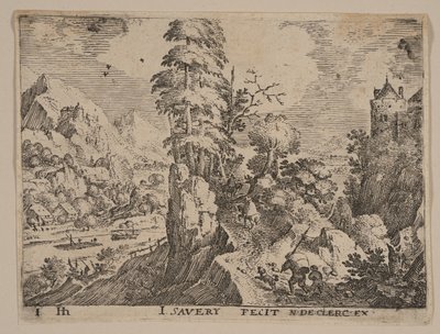 Ścieżka z podróżnikami na prawo od rzeki, z Landscapes autorstwa Jacob Savery I