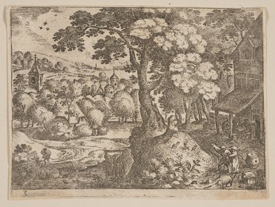 Tawerna na prawo od ścieżki, od Landscapes autorstwa Jacob Savery I