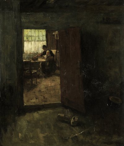Domowe wnętrze z wiejską kobietą i dzieckiem autorstwa Jacob Simon Hendrik Kever