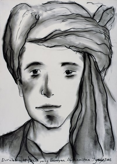 Durabali, 18 lat Young, Bamyan, Afganistan, 2002 (węgiel na papierze) autorstwa Jacob Sutton
