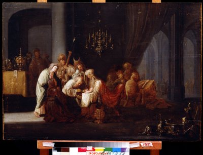 Obrzezanie (obrzezanie). Obraz Jakuba Willemsza de Weta Starszego (ok. 1630-po 1675). Olej na drewnie, 91 x 64 cm. Sztuka holenderska, styl barokowy. Muzeum Dalekiego Wschodu, Chabarowsk. autorstwa Jacob Willemsz de (c.1630 after 1675) Wet