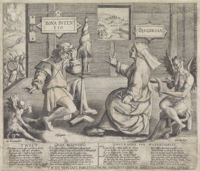 Alegoria z personifikacjami Dobrej Intencji (Bona Intentio) i Niezgody (Discordia) autorstwa Jacob de Gheyn (I) (circle of)