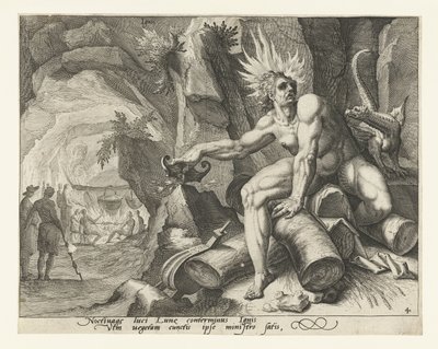 Żywioł ognia Ignis (tytuł na obiekcie) Cztery żywioły (tytuł serii) autorstwa Jacob de Gheyn (II) (attributed to)