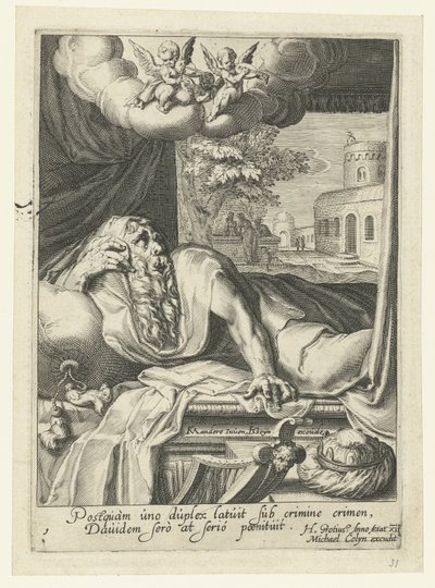 Dawid jako skruszony grzesznik Ośmiu skruszonych grzeszników ze Starego i Nowego Testamentu (tytuł serii) autorstwa Jacob de Gheyn (II) (workshop of)