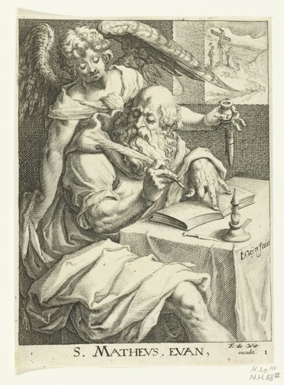 Ewangelista Mateusz Czterej ewangeliści (tytuł serii) autorstwa Jacob de Gheyn (II) (workshop of)