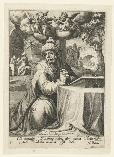 Zacheusz jako skruszony grzesznik Ośmiu skruszonych grzeszników ze Starego i Nowego Testamentu (tytuł serii) autorstwa Jacob de Gheyn (II) (workshop of)