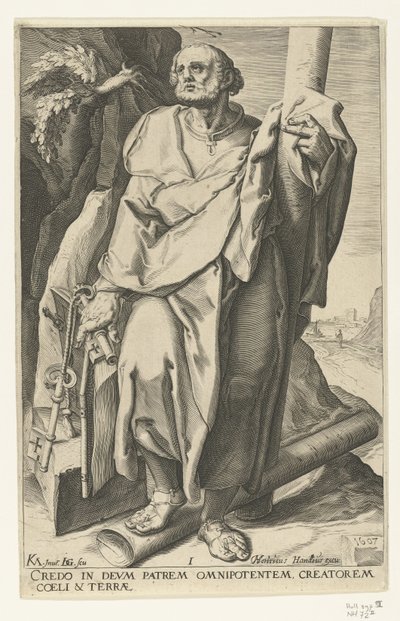 Apostoł Piotr Chrystus, dwunastu apostołów i św. Paweł (tytuł serii) autorstwa Jacob de Gheyn (II)