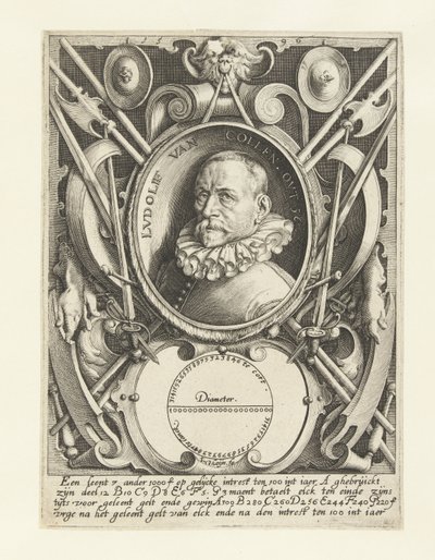 Portret Ludolfa van Ceulena w wieku 56 lat autorstwa Jacob de Gheyn (II)