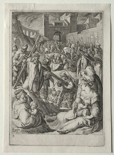 Zestaw pasyjny:  Chrystus niosący krzyż autorstwa Jacob de Gheyn II