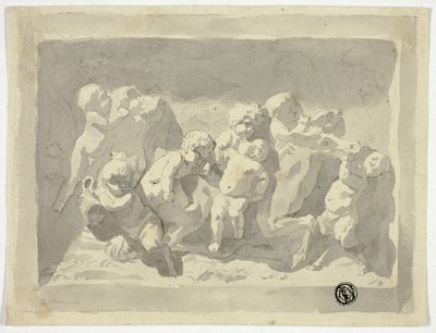 Małe Satyry i Putti bawiące się z osłem autorstwa Jacob de Wit