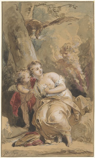 Callisto, Amor i Jupiter z orłem autorstwa Jacob de Wit