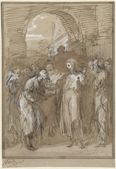 Chrystus pośród faryzeuszy przed bramą autorstwa Jacob de Wit