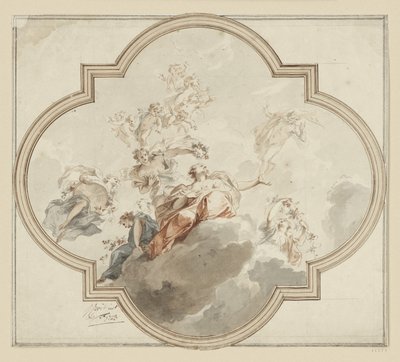 Projekt sufitu. Zephir i Flora autorstwa Jacob de Wit