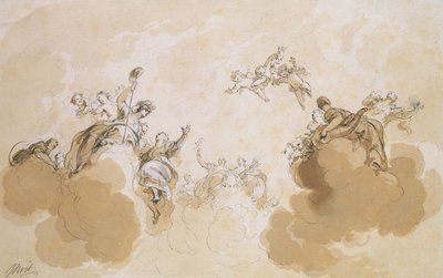 Projekt sufitu w Valkenburg House, Haarlem (pióro i atrament i ołówek na papierze) autorstwa Jacob de Wit