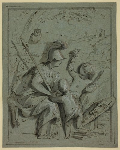 Minerwa z dwoma Putti autorstwa Jacob de Wit
