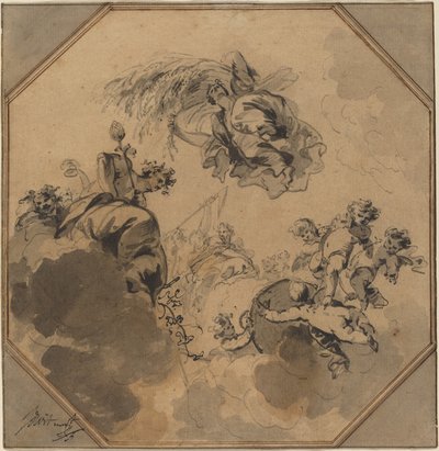 Studium sufitu: Alegoria żniwa z Dionizosem i Ceres autorstwa Jacob de Wit