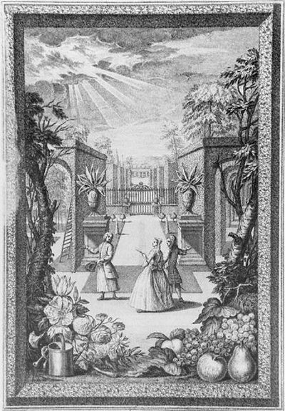 Frontyspis z „Catalogus Plantarum”, rytowany przez Henry