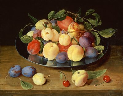 Śliwki i Brzoskwinie na Cynowym Talerzu (olej) autorstwa Jacob van Hulsdonck