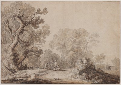 Chłopi na skraju lasu, ok. godz. 1630. autorstwa Jacob van Mosscher