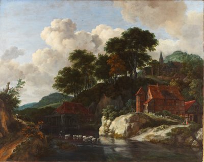 Pagórkowaty krajobraz z młynem wodnym autorstwa Jacob van Ruisdael