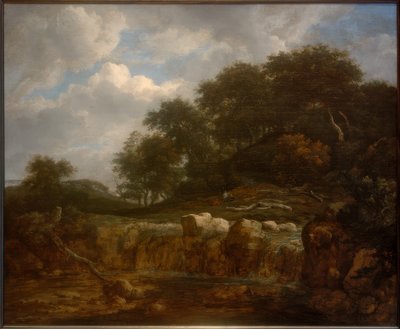 Wodospad w pagórkowatym leśnym krajobrazie autorstwa Jacob van Ruisdael