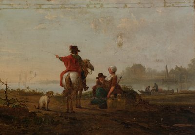 Holenderski krajobraz z postaciami autorstwa Jacob van Strij