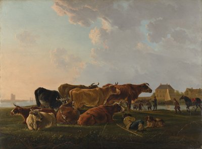 Pejzaż z bydłem, prawdopodobnie ca. 1800. autorstwa Jacob van Strij