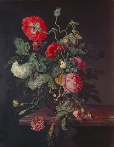 Kwiaty w szklanym wazonie. 1667 autorstwa Jacob van Walscapelle